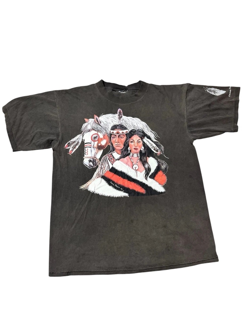 Vintage 90s Choteau Trading Post Native American Horse Indigenous Shirt